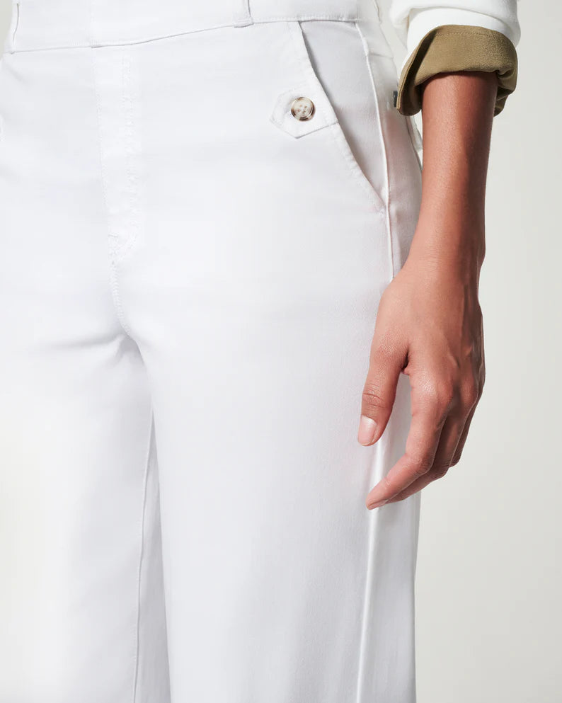 Stretch Twill Cropped Wide Leg - Bright White - Monkee's of Athens