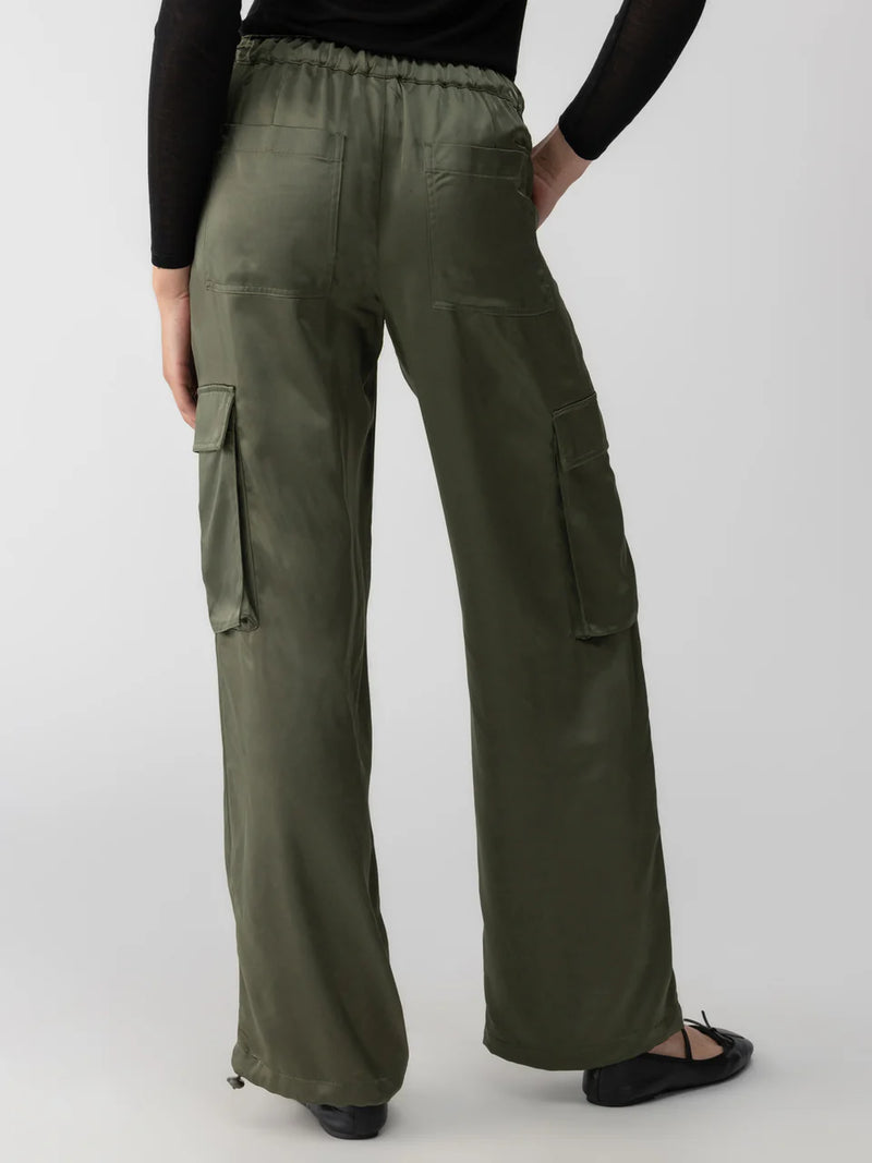 Sanctuary Satin Cargo Wide Leg