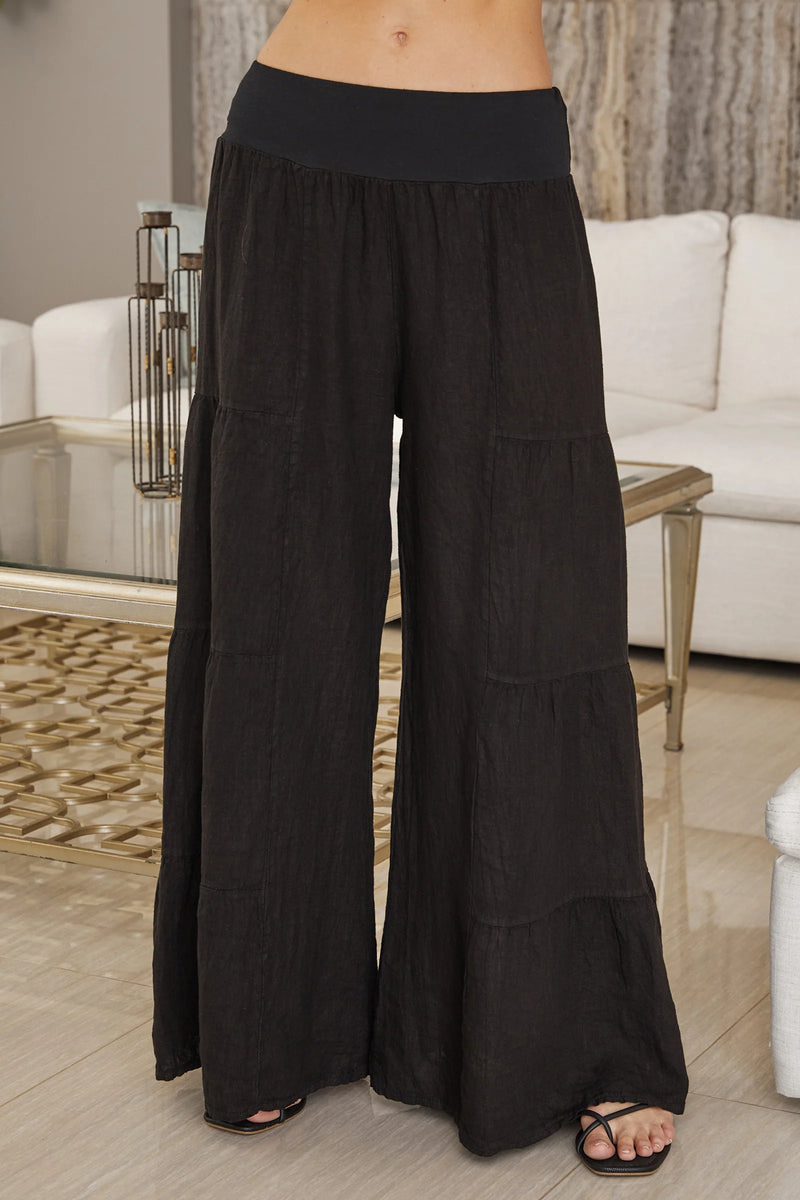 Milio Milano Linen Tiered Palazzo Pant