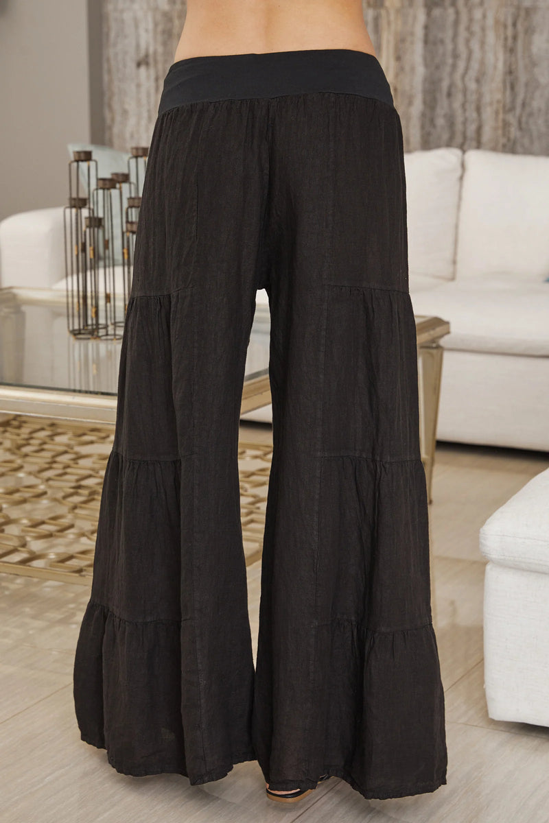 Milio Milano Linen Tiered Palazzo Pant