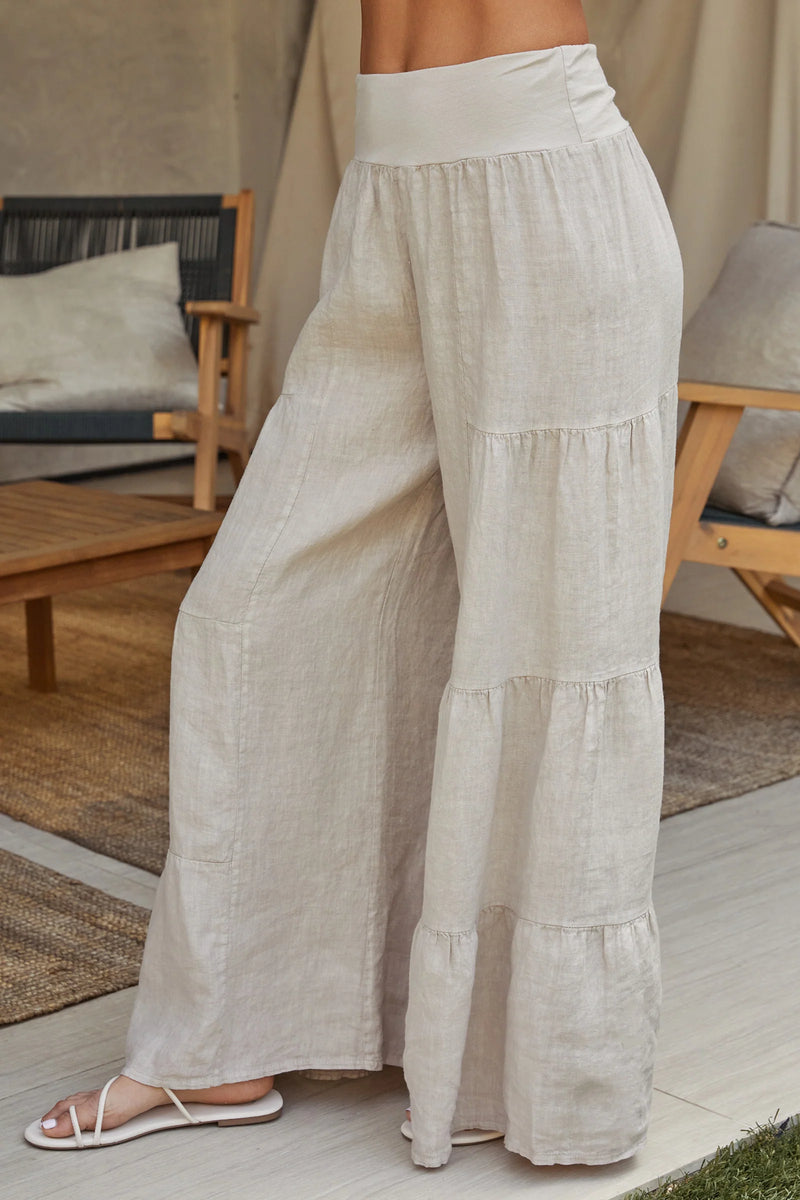 Milio Milano Linen Tiered Palazzo Pant