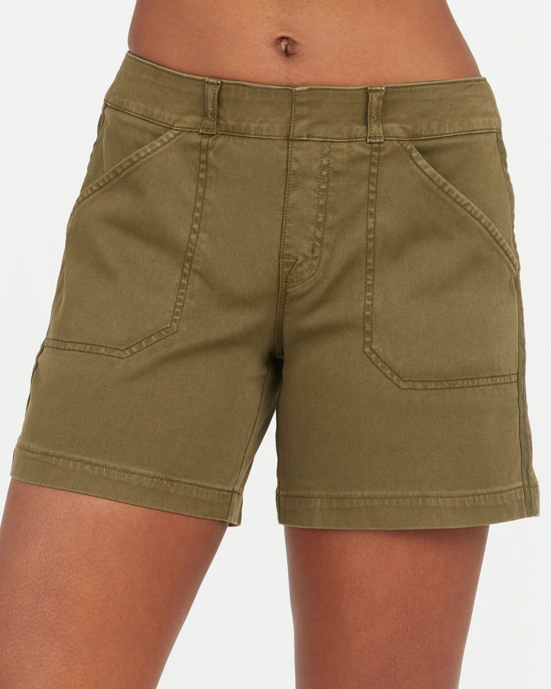 $78 SPANX Stretch Twill Pull-on Shorts 5 in Almond/khaki Size X-Large NEW!  